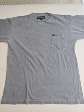 Outersport Men's Large Grey 100% Cotton Crew Neck T-Shirt Pocket Outdoor
